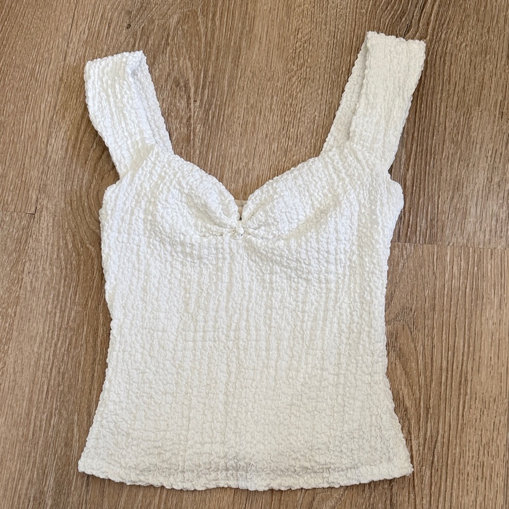 White Textured Tank Top